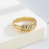 Banden Zhouyang Chunky Croissants Rings voor vrouwen Vintage Gold Color Statement Ring Finger Accessoires Fashion Trendy Jewelry Kar210