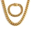 Miami Cuban Link Catene uomini Donne Gioielli Set di collane hip hop bracciali 316L in acciaio inossidabile in acciaio inossidabile blocco di sicurezza doppia sicurezza marcia