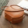 Tassen rond crossbody tassen voor vrouwen geweven riem handtassen klinknaggen echte lederen schoudertassen vrouwen cirkel portemonnee hanger messenger tas