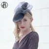 FS Sinamay Hats for Women Fascinator Chic Elegant Church Pillbox Cap Fedoras Bridal Wedding Dress Millinery 240401