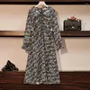 Lässige Kleider Frühling Herbst Boho Print Chiffon Midi Kleid Frauen elegante Bodycon Puffhülle 2024 Koreanische Vintage Party Vestido