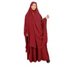 Ethnische Kleidung Ramadan Eid Overhead Hijab 2 Stück Set Khimar Muslimische Frauen Abaya Maxi Kleidergebets Kleidungsstück Islamische Burka Niqab Bescheidener Arabisch