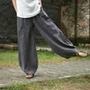 Women's Pants Capris Summer Women Cotton Linen Pants Solid Elastic Waist Pants Loose Casual Retro Lady Trousers Harajuku Style Women linen Clothing Y240422