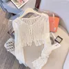 Women's Knits Cardigan Apricot Lace Belt Shrugs Gentle High Street Sun-proof Outwear Elegant Breathable All-match Long Sleeve V-neck Top