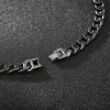 Colliers Fongten Wide Cuban Chain Hip Hop Men Collier Vintage Black Metal en acier inoxydable Band de rock Figaro Chaîne Colliers pour hommes Cadeaux