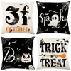 Halloween Throw Pillow Cover Cotton Linen Horrific Halloween Witch Black Cats Bat Spider Design Kasta kuddfodral Dekorativ kudde täckning 18x18 för bäddsoffa