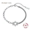 Bangle Monkton Star of David Silver 925 Bracelets para mulheres e homens Estrela romântica e coração Bracelets Presente de aniversário de joalheria