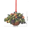 Christmas Decorations Wooden Hanging Ornaments 2024 Navidad Flower Basket Pendants Door Xmas Tree For Home Year Gifts