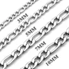 3 mm 5 mm 7 mm 10 mm en acier inoxydable plat Figaro Curb Coubain Chain Cuban Link pour les hommes Collier de 18 à 30 pouces de longueur avec sac en velours271l