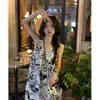 Casual klänningar Elegant trasig blommakjol Kvinnomarkväll Wear Suspender Vintage Dress Party Wedding Long Eesthetic Clothing