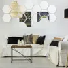 DIY ACRYLIC NAKCJE Heksagon Mirror Art Wall Dekoracja salonu do sypialni do łazienki wystrój domu 12pcs/set