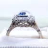 Bands Huitan un unico geometrico blu anelli di zirconia cubica per le donne Trend di matrimoni Eternity Accessori Eternità