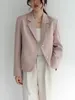 Ternos femininos INSOZKDG CASAPO DE TERNO PINK MULHERES MATHA COREIRA CABELO DE ESTILO DE ESTILO DE ESTILO CASUAL CASual Versátil Small 2024 Blazers