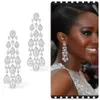 Étalon 14K or blanc vintage Dubai Diamond Tassel Boucle d'oreille Boucles d'oreilles pour femmes Bridal Promest Party Party Bijoux Cadeau Dhrka