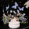 Joyería azul Cristal Renamfly Butterfly Women Weddal Weddal Tiara Accesorios para el cabello Crown Cabellera Diademas para el Pelo Muje
