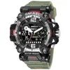 SMAEL Outdoor Tactical Mens Alloy Style Style Watch Night Glow مقاومة للماء مزدوجة شاشة الكوارتز الإلكترونية