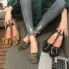 Casual Shoes Women Soft Leisure Flats Fashion Shallow Square Toe Belt Buckle Design Single Woman Spring Autumn Plus Size 31