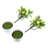 Dekorativa blommor 2st konstgjorda trädkrukta bonsai topiary växter grönska i krukor för