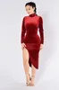 Casual jurken Top Fashion 2024 Lady Sexy Dress Turtleneck Bodycon Velvet Material Women Women