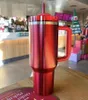 40oz Mugs Neon Pink Orange Yellow Green Cups With Handle Insulated Tumbler H2.0 Lids Straw Stainless Steel Coffee Termos Cup 1005