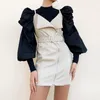 Women's Blouses Spring Women Top Big Bubble Sleeves Pleated Round Neck Warm Elastic Cuff Pullover Lady Prom Garment