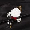 Broches Romantic Wedding Groom Boutonniere Corsage Brooch Pin Fleurs artificielles