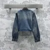 Женские куртки дизайнер весны/лето Новое педа Nanyou Gaoding Korean Style Fashion Work Press Pocket Round Neck Complet Denim Top T8wn