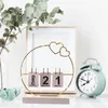 Figurines décoratives Calendrier perpétuel |LED de la Saint-Valentin Love Metal Daily Desk Wood Stand Reutilisable Decor