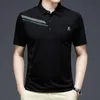 Męskie Business Casual Polo Short Sleved Gładkie i odporne na zmarszczki Wygodne Top 240412