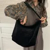Shopping Bags Women Striped Corduroy Simple Canvas Zipper Crossbody & Shoulder Bag Eco Cloth Purse Solid Books Handbags For College