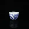 Decorative Figurines Old Antique Blue And White Porcelain Hand Painted River On The Qingming Festival Cup Collection Ornaments