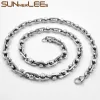 Colliers Sunnerlees 316L Collier en acier inoxydable 6 mm perles géométriques Chaîne Silver Color Gold Men Femme Femmes Bijoux Gift Sc163