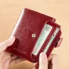 Wallets 2023 New Genuine Leather Women's Wallet Multifunctional Anti Theft Swipe Card Bag Short Large Capacity Folding Zipper Wallets