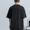 Casal de verão lavado camiseta retro hip hop streetwear masculino de camiseta casual de manga curta de manga curta lavagem de ácido preto y2k roupas 240422