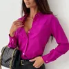 Femmes Spring Autumn Shirt Business Formel Ol Coupper Style Blouse Single-Basted Color Couleur Lapile Londe à manches longues Top 240407
