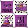 Poduszki obejmują 18x18 Zestaw 4 Halloween drukarki Cover Cushion All Saints Chrześcijaństwo Square Linen Pillows Prezenty Dekoracja Sofa Rzuć dom do domu na zewnątrz salon