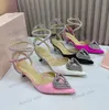 Luxury Designer Fashion Women's Dress Shoes 6.5CM High heels Satin Heart-shaped ankle strap buckle Pointed toe bag Party sandals