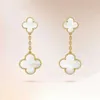 Designer brand fashion Van High Version Clover Earrings and Quality Gold Electroplated Versatile for Women jewelry