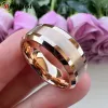 Zespoły Menband Gold Color 6 mm 8 mm z szczotkowanym wykończeniem i polerowane krawędź mężczyźni Womengsten Carbide Wedding Połącz Pierścień Pierścień komfortowy
