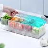 Opslagflessen ijs caddy transparante afneembare koelkastkast met deksel 5 compartiment salade fruit groentebakken voor picknickkruid