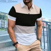 メンズシャツホットセラーメンズ夏の短袖コントラストシャツとラペルボタンアップメンズ3DシャツYQ240422