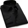 Shirts Men's Dress Shirts New Fashion Twill Solid Business Formal Long Sleeve White Blue Purple Black Elegant Male Social Casual Shirt