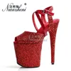 Sandals Platform Bling Sequin 20cm Dress Strip Pole Dance Flash Women High Heels 8Inch Exotic Sexy Fetish Shoes Peep Toe Gothic