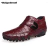 Chaussures décontractées mode Crocodile Imprimé mocassins Mend's Octopus Hook Boucle en cuir authentique Oxfords Homme d'affaires