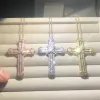 Necklaces New 925 Silver Exquisite Bible Jesus Cross Pendant Necklace Women men Crucifix Charm Simulated Diamond 14K gold Jewelry