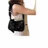 pu Leather Color Rhineste Underarm Bag Large Capacity Solid Color Girls Handbag Korean Style Summer Shoulder Bag Shop Z6Vg#