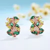 Örhängen Kuololit 585 Rose Gold Emerald Peridot Gemstone Clip Earrings for Women Solid 925 Sterling Silver Marquise Earrings for Party