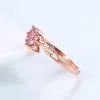 Banden delicate roze kristal sierlijke ringen voor vrouwen uitgehold roségouden kleur cz prinses belofte dating ring mode sieraden r671