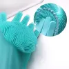 Handschoenen 1Pair Vaatwasrereinigingshandschoenen Siliconen Rubberen Spongehandschoen Huishoudelijk Schakel Keuken Schone gereedschappen Dropshipping Kitchen