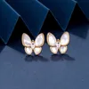 Boucles d'oreilles de papillon Van Gold Van Gold Plein de diamant Fritillaria Shell Super immortel Luxury Avancé et Simple